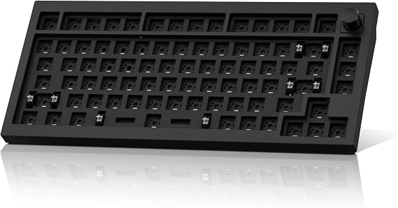 Keychron Q1 Max QMK/VIA Wireless Custom Mechanical Keyboard Barebone Knob Version, Full-Metal Hot-Swappable RGB Backlight 2.4 GHz/Bluetooth/Type-C Wired Gaming Keyboard for Mac/Windows/Linux - Black