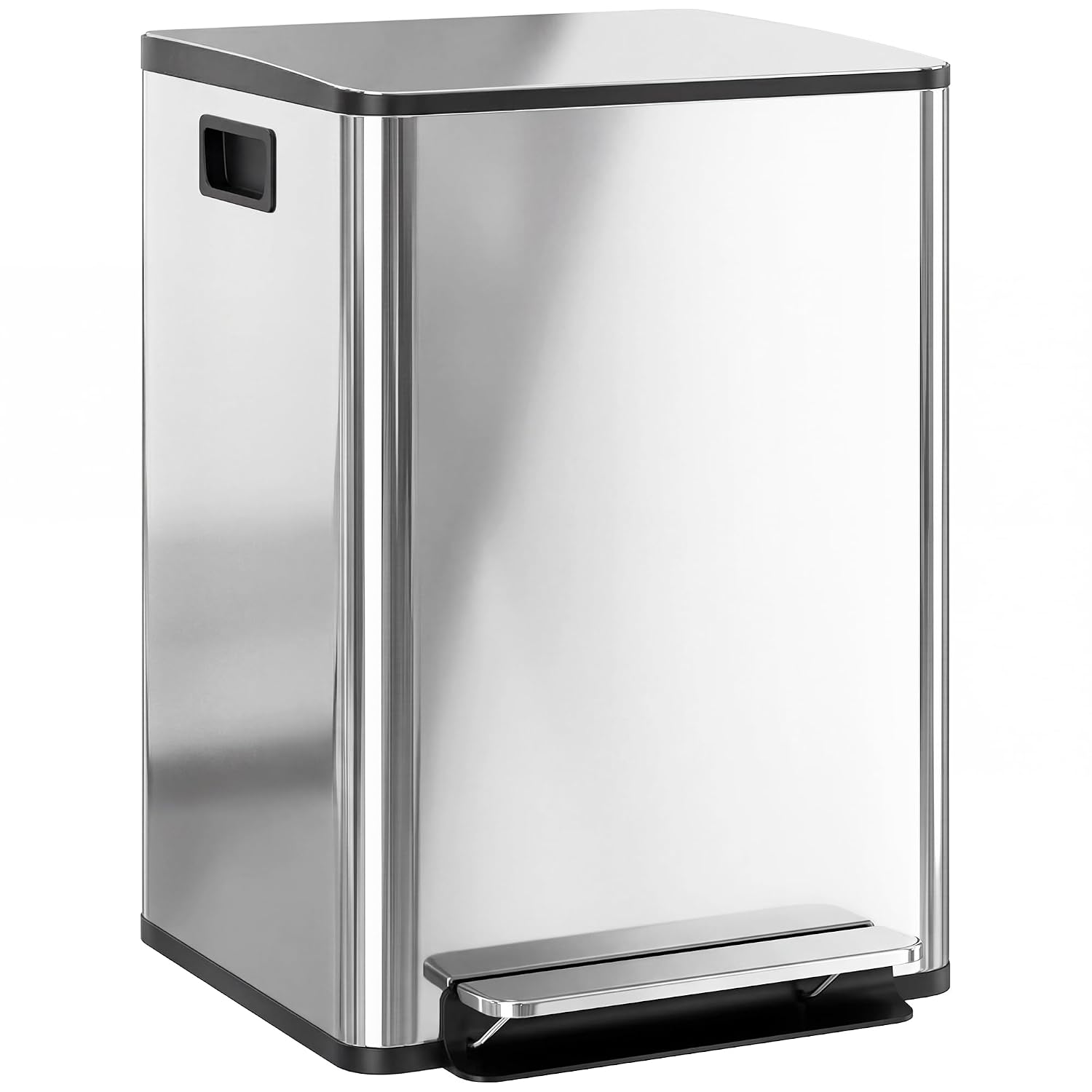 HOMCOM Dual Kitchen Bin, 2 x 20L Stainless Steel Double Pedal Bin with Soft-Close Lid, Removable Inner Buckets and Handles for Recycling and Waste, Silver Tone