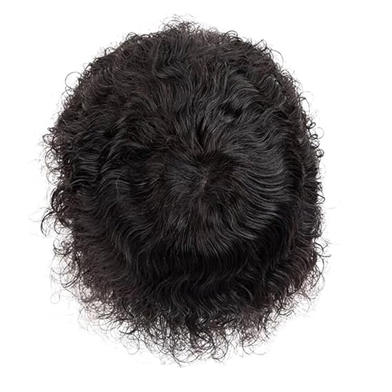 Men's Full Lace Curly Hair Wig Breathable Male Capillary Prothesis Hair 15Mm Afro Curly Lace Base Toupee For Men Hair System 100 6x8#1B Water Curl
