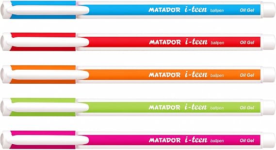 Matador I-Teen Premium Oil Gel Pen 0.7 mm Black Ink 12 Pack