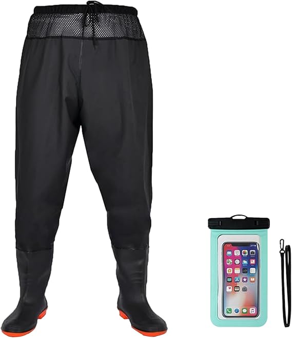 Fishing Waders with Boots, Nylon/PVC Waist Wader Pants Fishing Waders for Men Women, Waterproof Bootfoot Waders