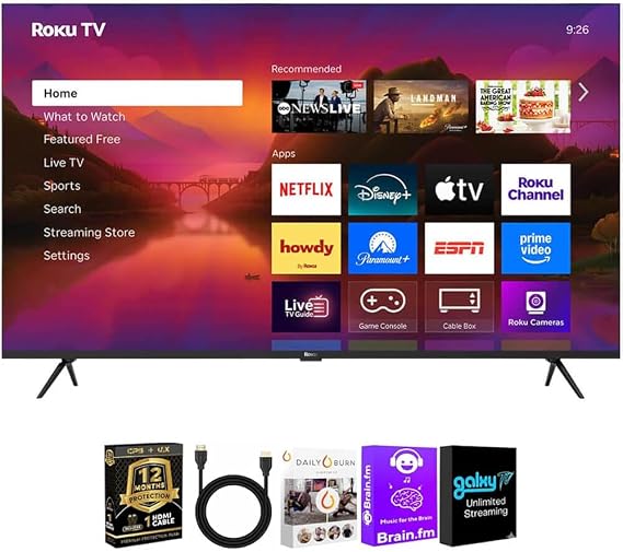 Roku 65R6C7KIT1 65 inch Class Plus Series 4K QLED Mini LED Smart TV Dolby Vision HDR10+ 120Hz WiFi Voice Remote HDMI C | 65" 4K QLED Mini-LED Roku Smart TV Bundle with HDMI Cable, 12-Month CPS Protection Plan & Streaming Bundle.