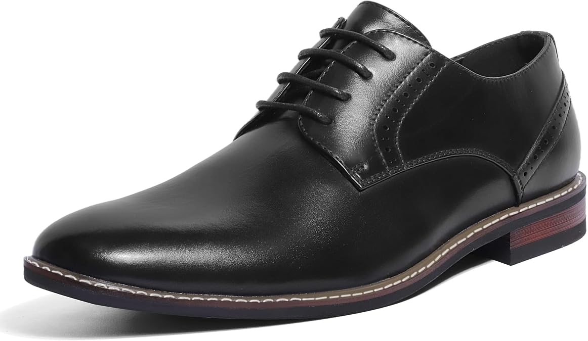 Men's Classic Formal Dress Shoes Business Oxford Derby | Smooth PU Upper, Breathable Lining and Cushioned Latex Insole, Footwear Ideal for Business Ceremonies and Daily Events