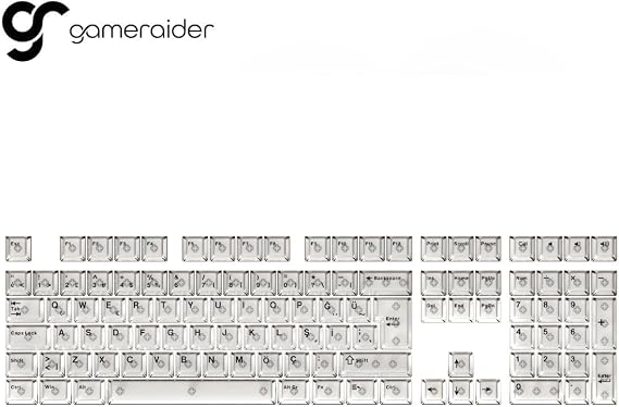 GameRaider Cherry Single Shot PC (Full Set) Beyaz Şeffaf Türkçe Keycap Set