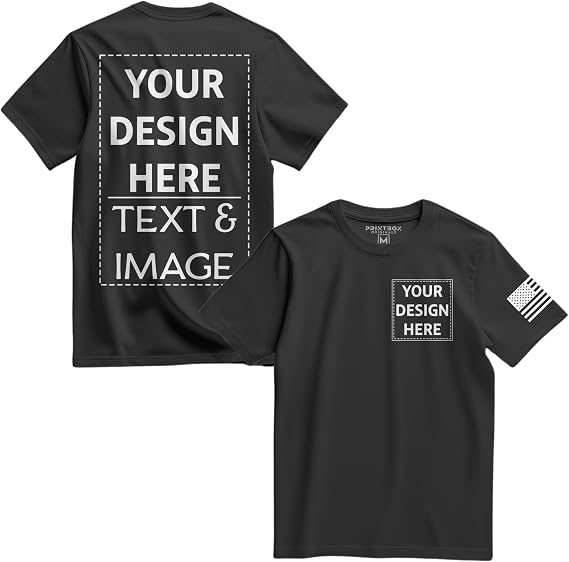 Custom Shirts for Men, Custom Shirt Unisex Fit Mens & Womens, Customized Tshirt Design Your Own Black