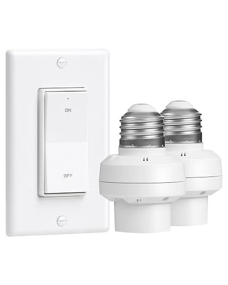 Remote Control Light Bulb Socket with Decorator Rocker Wall Switch