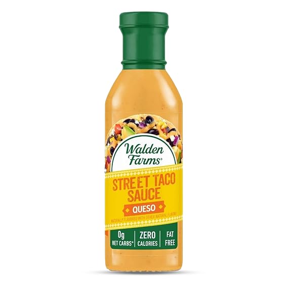 Walden Farms Street Taco Sauce Queso Flavor Zero Calorie, Sugar Free, Fat Free & Keto Friendly Topping for Tacos, Bowls & Nachos 12 oz Bottle