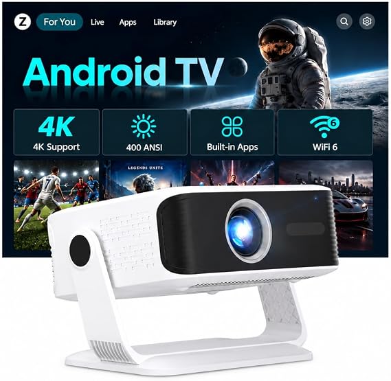 Smart Mini Projector with Wifi and Bluetooth 400 ANSI 4K