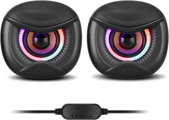 Elimavi USB Computer Speaker with Color Lights, USB Powered Speaker for Desktop