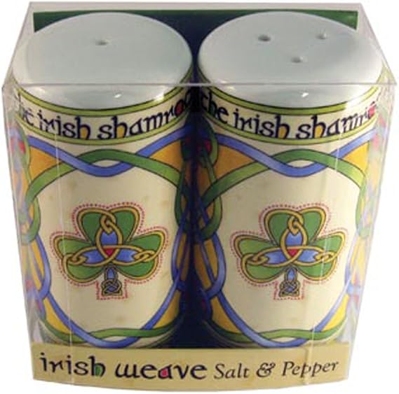 Irish Salt and Pepper Shaker Celtic Design Shamrock