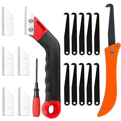 18Pcs Pro Grout Removal Tool, Hand Saw Angled Scraping Rake Tile, Grouting Clean Remover with Replacements, Screwdriver for Tile Grout Remover