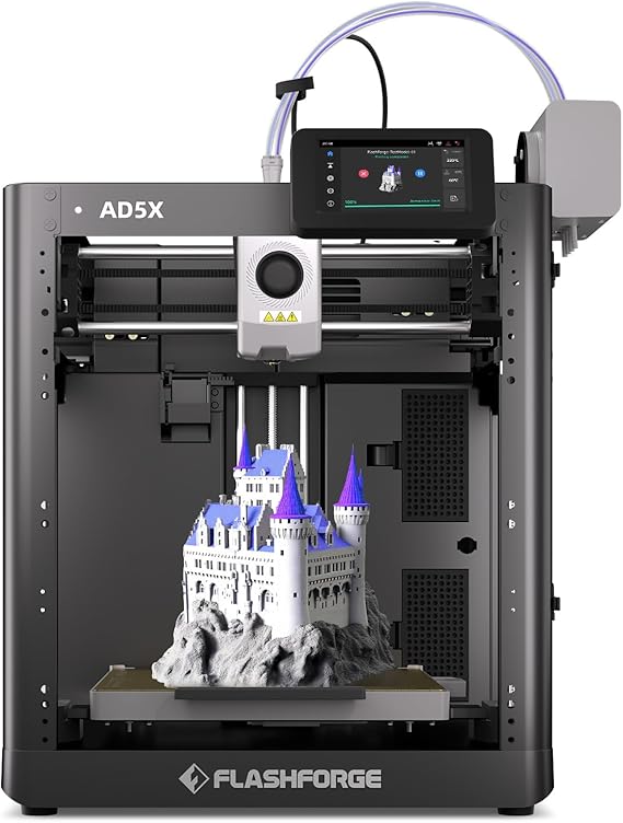 FLASHFORGE AD5X Multi-Color 3D Printer with IFS,Fully Auto Leveling FDM 3D Printer with Max 600mm/s High Speed Printing and Max 300C Nozzle,Large Printing Size 220 * 220 * 220mm