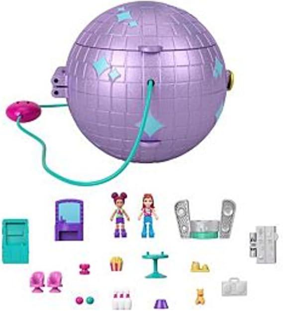 Polly Pocket Doll & Accessories, Compact Playset, 2 Micro Dolls, 15 Toys & 1 Fashion Piece, Double Play Skate