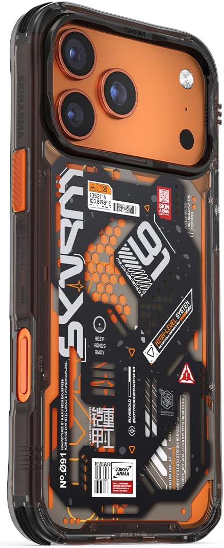iPhone 17 Pro Max ile Uyumlu Mag-Şarj Özellikli Kılıf Desenli Airbag Tasarımlı Skinarma Spectra Kapak (Siyah)