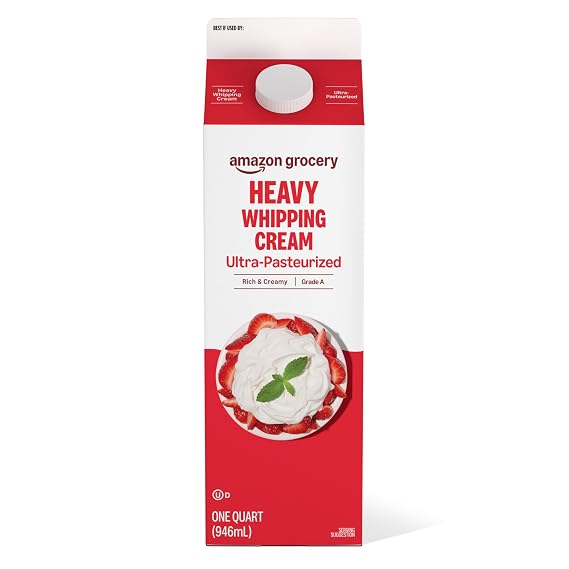 Amazon Grocery, Heavy Whipping Cream, Ultra-Pasteurized, 32 Fl Oz