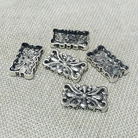20 pcs End Bar Jewelry Making Accessories Lariat Tassel Choker Necklace Findings Multi Strand Layers Toggle Buckle Beads Spacers Loops Bracelet Charms (Antique Silver 24 x 15 mm 3 Hole)