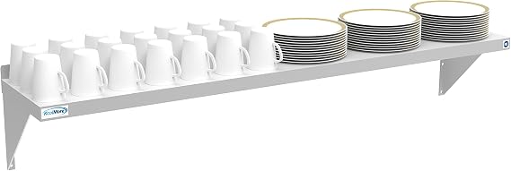 KoolMore - WMSH-1260 NSF Stainless Steel Wall Mount Shelf - Industrial Grade Metal Shelving for Commercial Restaurant Kitchens 12 x 60