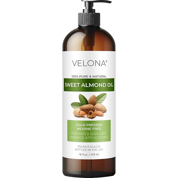 velona Sweet Almond Oil - 16 fl oz, Cold Pressed, with Pump