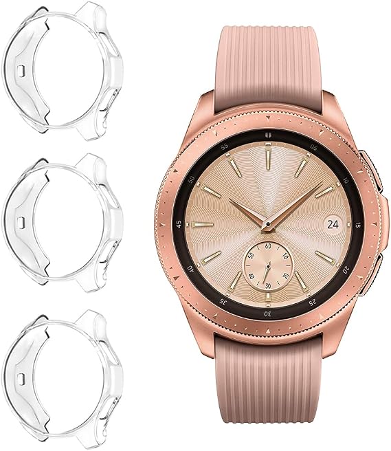 Suoman 3-Pack for Samsung Galaxy Watch 42mm Case, Soft Plated TPU All-Around Protective Bumper Cover Case for Samsung Galaxy Watch 42mm Smartwatch-Clear+Clear+Clear