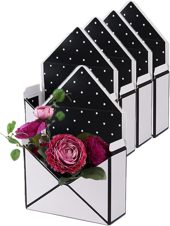 Rikyo 5pcs Black/White Envelope Flower Holders Flowers Boxs