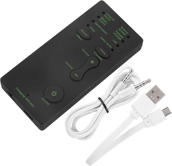 Ghostface Voice Changer Portable Live Broadcast Sound Card for Mobile Phone PC, 4 Voice Effects 4 Sound Variations, Plug Play Mini Voice Modulator (English Version)