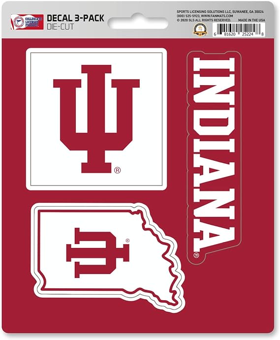 NCAA Indiana Hoosiers Team Decal, 3-Pack