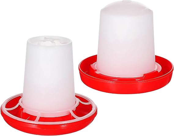 Chicken Feeder and Drinker Set, Mini Feeders and Waterers for Chickens and Quails, Food Dispenser and Drinker for Chicks for Farm and Brooder Use