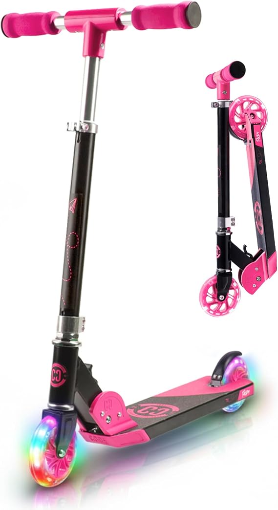 Scooter for Kids Ages 6-12 - CORE Foldy Kids Scooter, Kick Scooter, 2 Wheel Light-Up LED, Easy Folding Scooter, 3 Adjustable Height Handlebar, Pro Deck, Boys Scooter & Girls Scooter