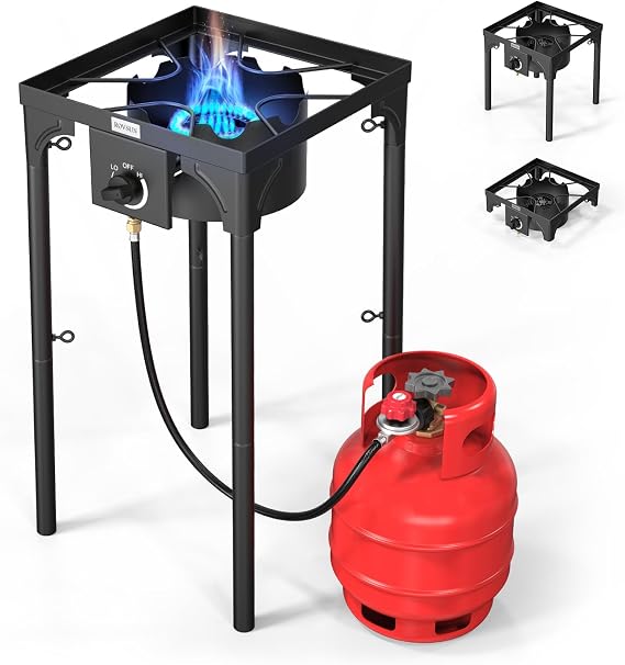 ROVSUN 100,000 BTU Portable Gas Camping Stove, Outdoor Propane Burner with Regulator, High Pressure Single Cooker Camp Cooking Home Brewing