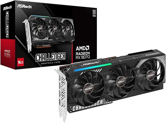 ASROCK VGA RX9070 CL 16G, AMD, RX9070, 16GB, GDDR6, 256BIT, 2HDMI + 2DP (3 Fans)