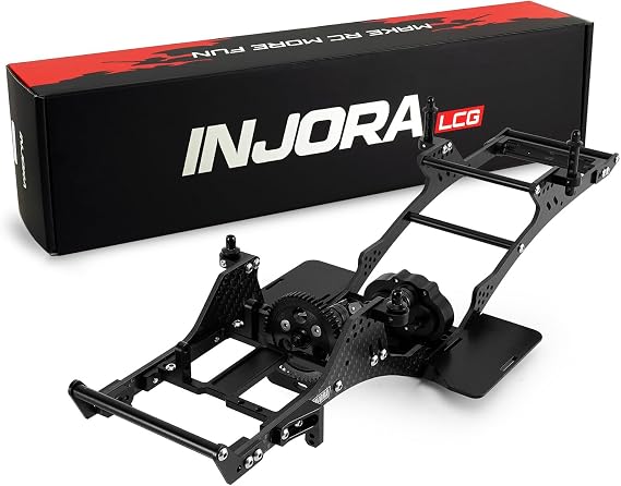 INJORA Front Mounted Transmission LCG Carbon Fiber Chassis Kit for 1/10 RC Crawlers Upgrade(INC-10F)
