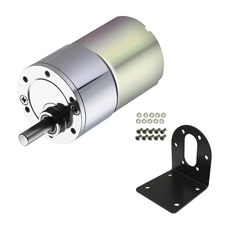 Micro DC 12V 200RPM Geared Motor with Bracket 37mm Diameter Gearbox Eccentric Ouput Shaft Gear MotorLarge Torque Reduction Motor
