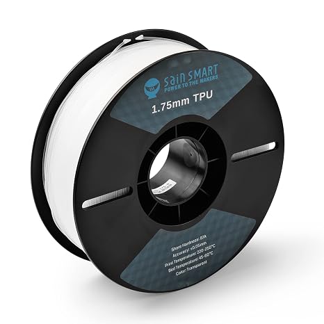 SainSmart 87A TPU Filament, 1.75 mm, Flexible TPU 3D Printer Filament, 1 kg Spool, Natural