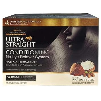 Dominican Magic Ultra Straight No Lye Hair Relaxer Gentle Formula for Smooth, Frizz-Free, and Straight Hair 7.4oz, Super Strength, Professional Grade Relaxer