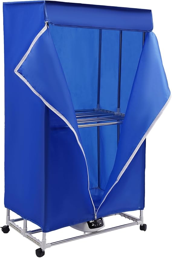 Portable Dryer, 110V Electric Dryer For Clothes Dryer Machine, 2 Tier Foldable Apartment Dryer with Remote Control, Mobile Mini Small Dryer Machine For Apartment, RV, Laundry, Travel (Red)