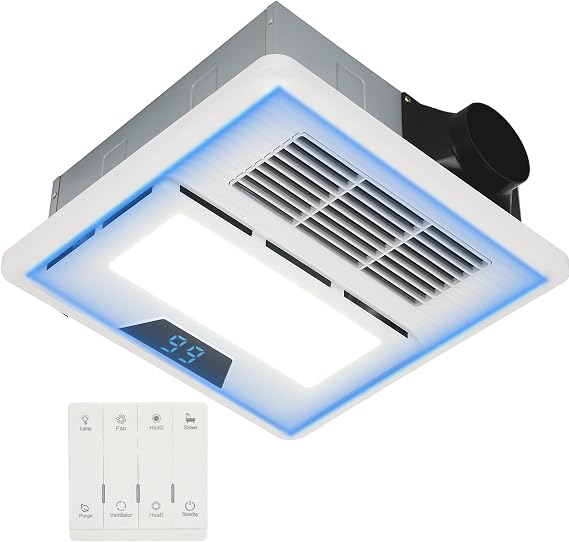 Premium Bathroom Vent Fan | Powerful Exhaust Fan with Light | Multi-Functional Ventilation System for Home Bathrooms | Quiet 30dB Operation, Energy-Efficient Design & Easy Installation