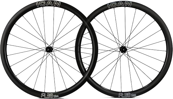 ICAN FL 38/52 Max Carbon Disc Road Bike Wheelset 700C with 36T Ratchet System Hub 21mm Inner Width Clincher Tubeless Compatible