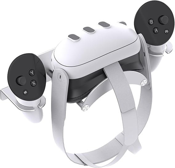VR Wall Mount - Compatible with Meta Oculus Quest 3S/3/2/Pro/Rift-S, Aluminium VR Headset & Controller Hanger with Two Storage Options
