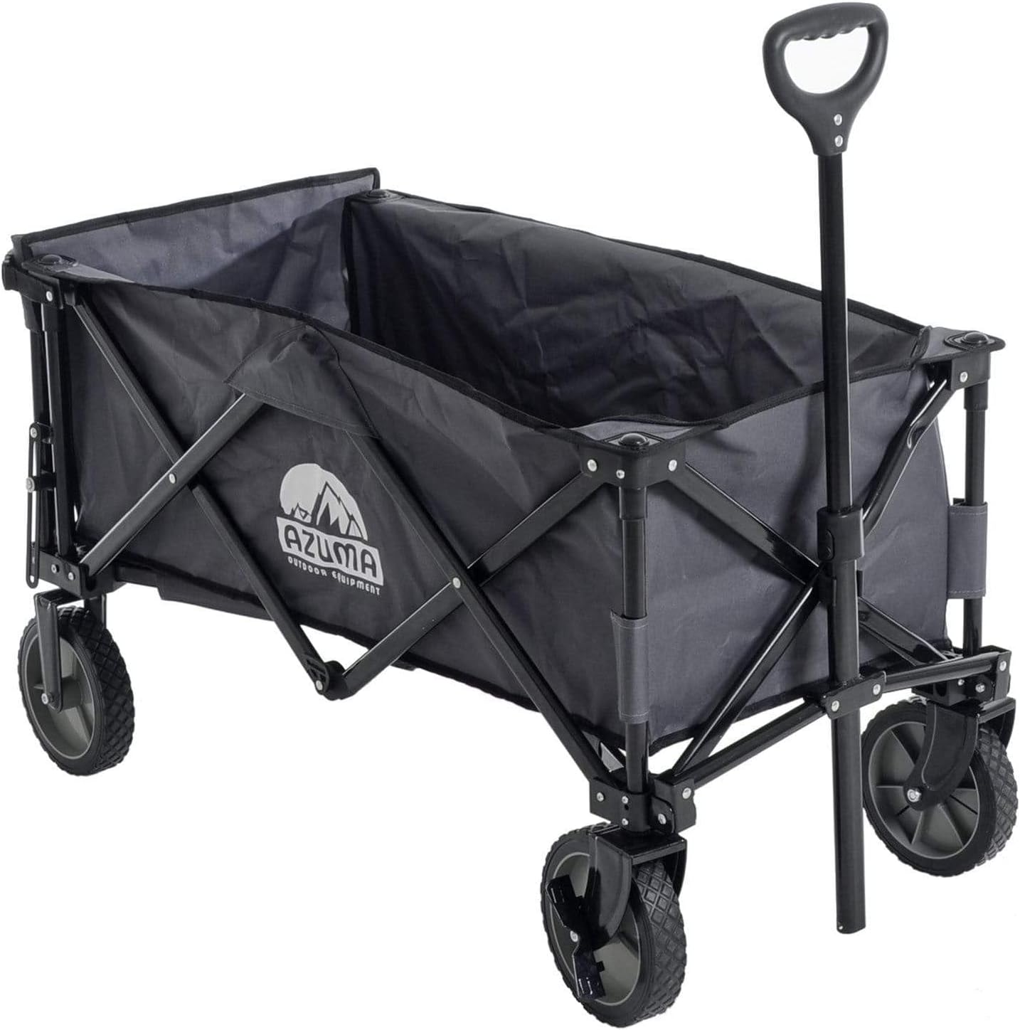 Azuma All-Terrain Collapsible Festival Trolley on Wheels Folding Wagon, Camping Cart with Adjustable Handle, Collapsible Foldable Hand Truck for Beach Outdoor Garden Picnic Shopping, 70KG Capacity