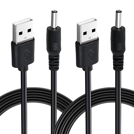 2Pcs USB Toothbrush Charger Cable for Fairywill Toothbrush, 3.5 x 1.35mm DC Jack USB to 5V DC Cable - 0.5M & 1M, Compatible with FWP11 FW-508 FW-507, SMALL FAN, MINI SPEAKER, SMALL DESK LAMP