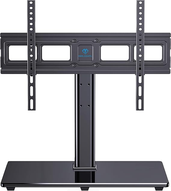 PERLESMITH Universal TV Stand for 32-82 inch LCD LED OLED 4K Flat Screen TVs-Height Adjustable TV Mount Stand with Tempered Glass Base, VESA 600x400mm, Holds up to 99lbs PSTVS11