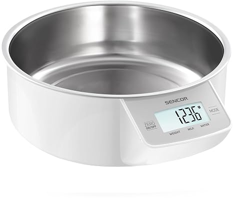 SENCOR - Kitchen Seale, Removable Stainless Steel Dish for Easy and hygienic Care, 4 sensors for Higher Weighing Accuracy, SKS 4030WH,