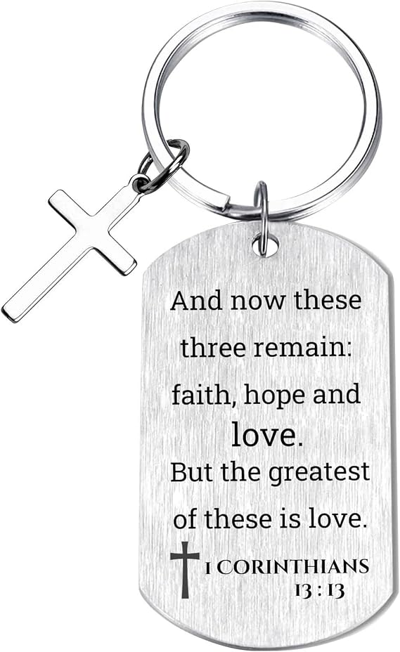 Inspirational Scripture Keychain with Cross - Bible Verse Matte Key Chain Religious Gift for Christian