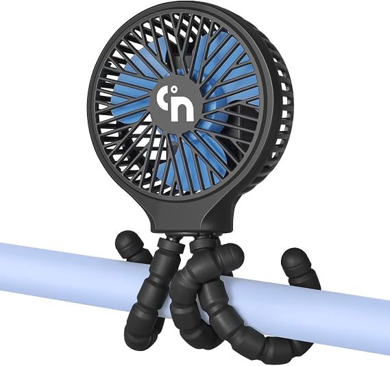 WiHoo Portable Stroller Fan, 11H Ultra-long Battery Life 3 Speed 360Rotate, USB Rechargeable or Battery Operated Cooling Clip On Personal Fan for Baby Crib Travel Car Seat Black