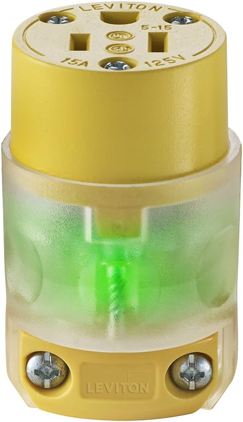 Leviton Grounding Lighted Cord End Replacement, 515CV-LIT