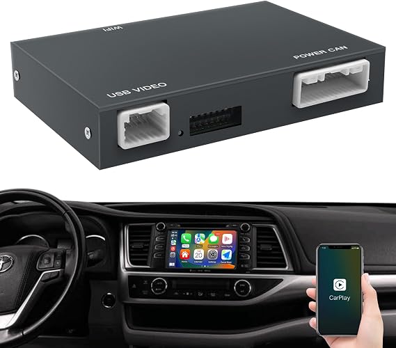 Wireless Carplay/Android Auto Adapter for Toyota with Entune2.0 & Touch2 2014-2019 New Version Retrofit Kit Decoder Fits for Tundra/Highlander/RAV4/Tacoma/Camry/Corolla/Avalon/Prius/CH-R/Sienna/Camry