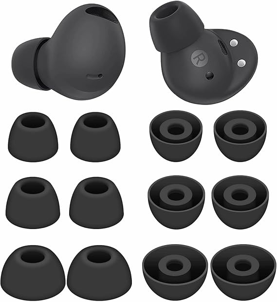 Galaxy Buds 2 Pro イヤーチップ イヤホンチップ S/M/L 交換用 ソフトシリコンゴム フレキシブルジェル イヤホン イヤープラグ ケースにフィット Samsung Galaxy Buds 2 Pro 2022年発売対応 グラファイト 6組