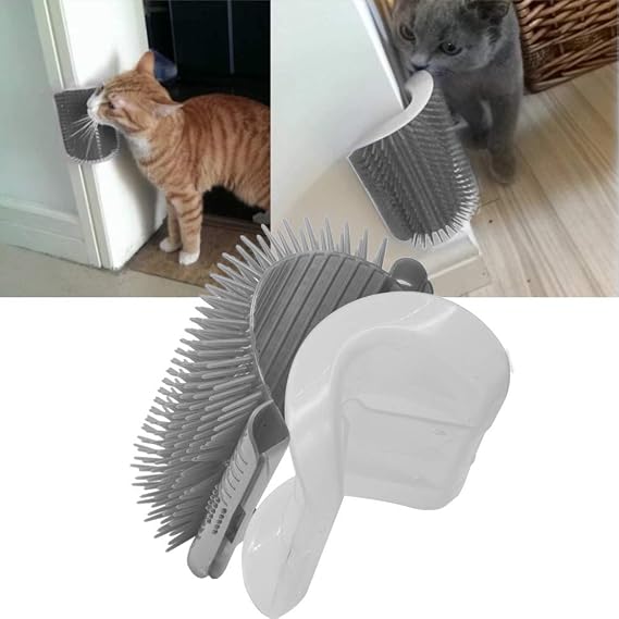 SweetPetGarden 2 Pack Softer Cat Self Groomer with Catnip Pouch, Wall Massage Scratcher Brush Comb