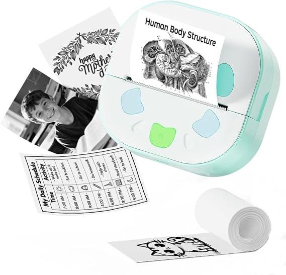 Mini Sticker Printer D21 Bluetooth Label Maker Machine Portable Inkless Thermal Label Printer Wireless Pocket Sticker Maker with App for Home, Office, School Organization & DIY (Blue)