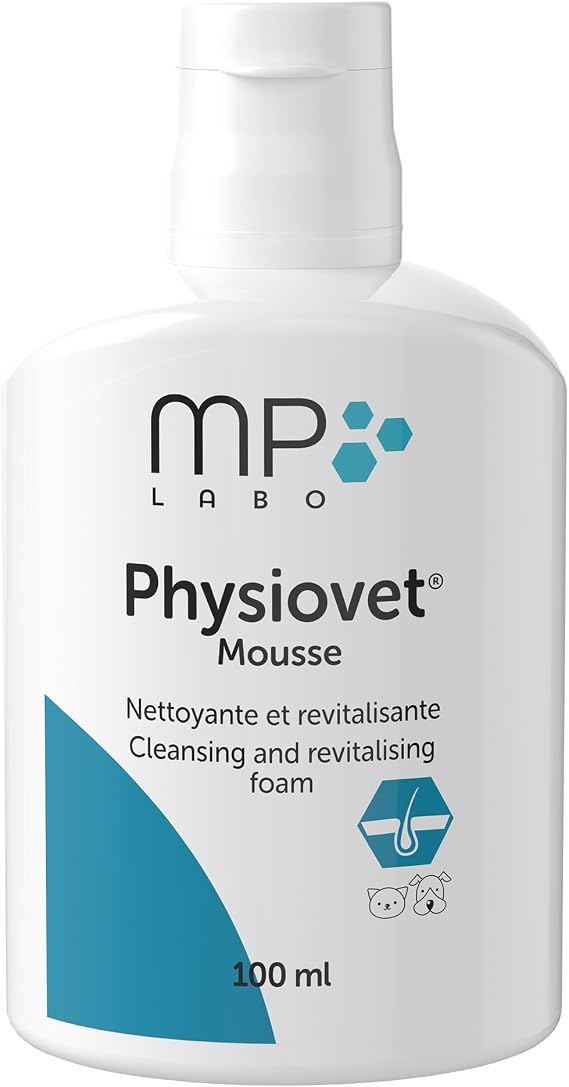 MP Labo Physiovet Mousse Cleansing and Revitalising Foam for Dogs and Cats, No-Rinse Formula, 100ml